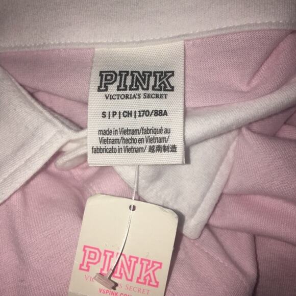 NWT VS Pink Women's Rugby Polo Shirt Long Sleeve Size Small - Picture 4 of 8